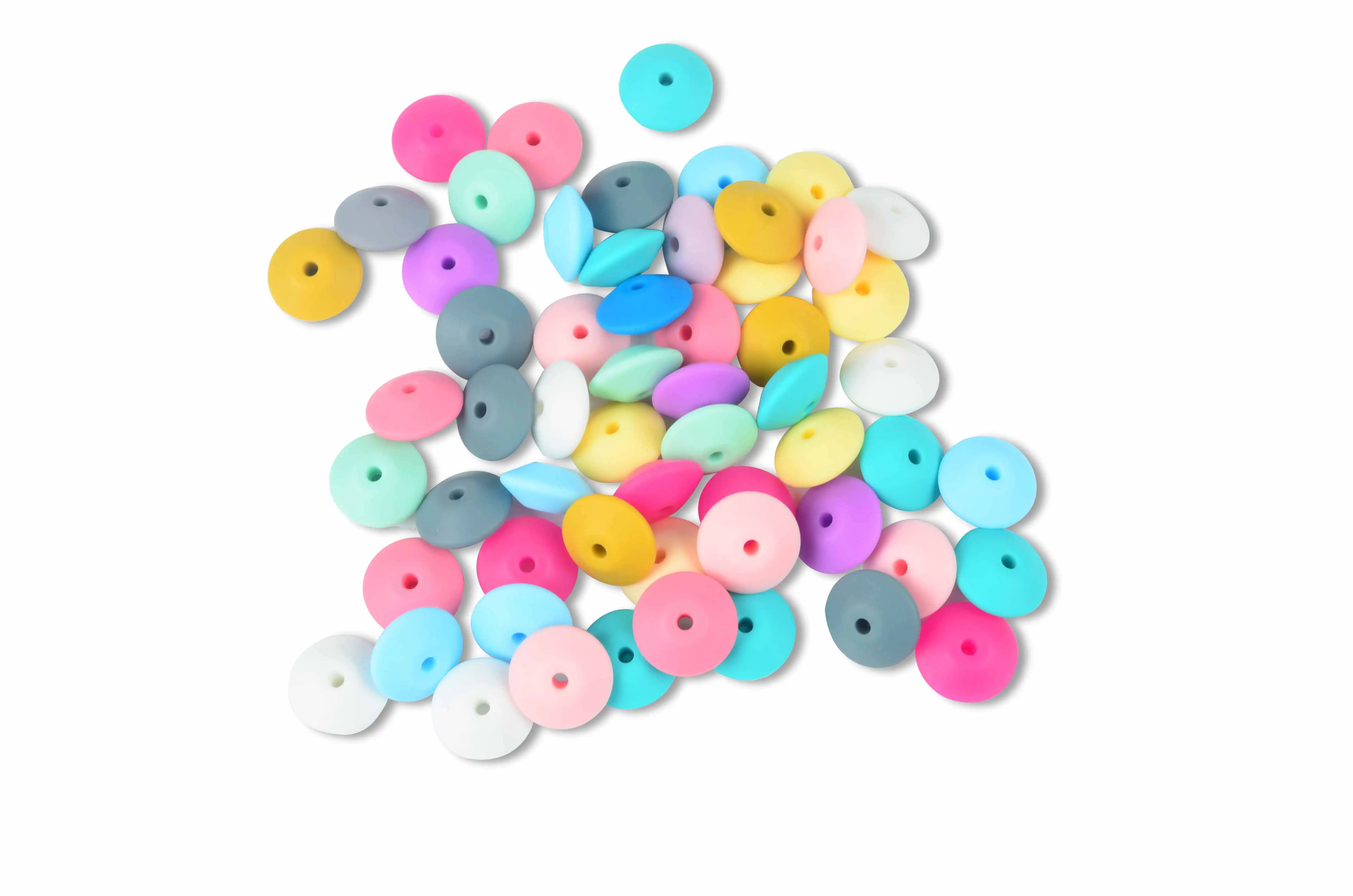 MIX 15MM 30pcs/lot Silicone lentil Beads Silicone BPA Free DIY Charms Newborn Nursing Accessory Teething Necklace Teething Toy - Цвет: MIX