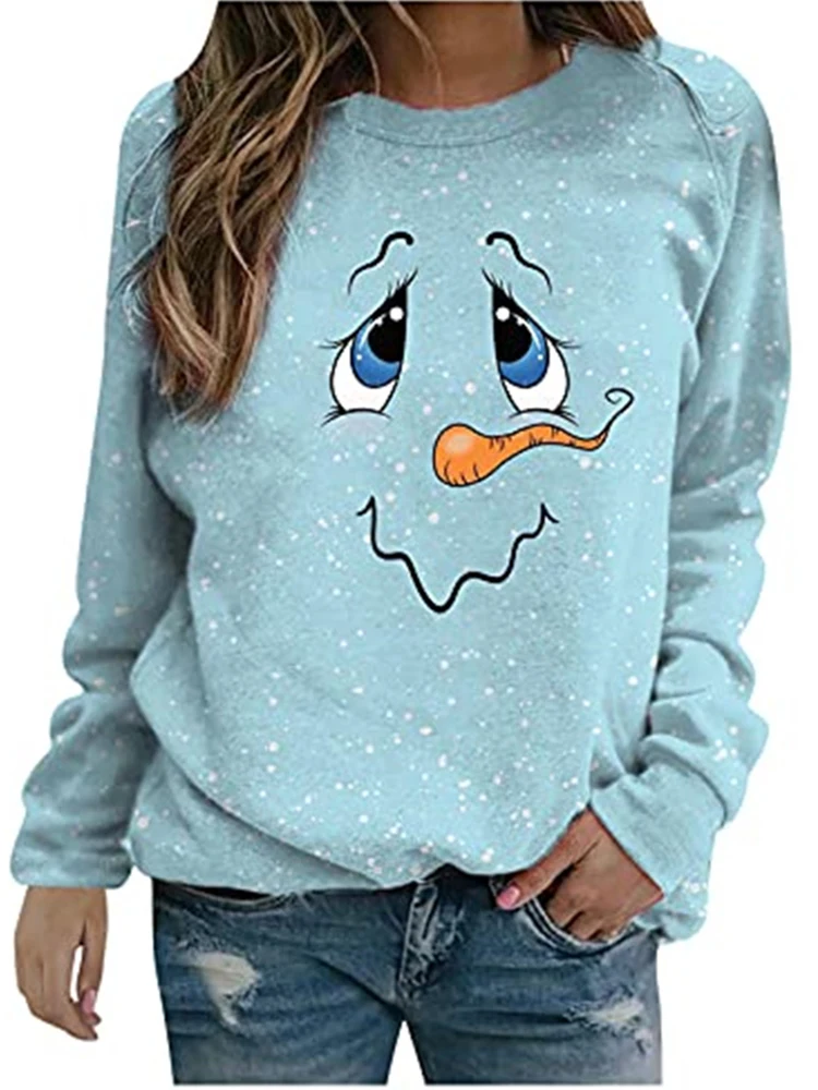 Woman Sweatshirts O-neck Knitted Pullovers Thick Autumn And Winter Christmas Loose Harajuku Hoodies 3d Print Womens Clothing