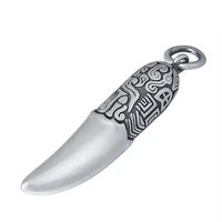 punk pendant 990 sterling silver jewelry men wolf tooth pattern totem necklace pendant christmas gift