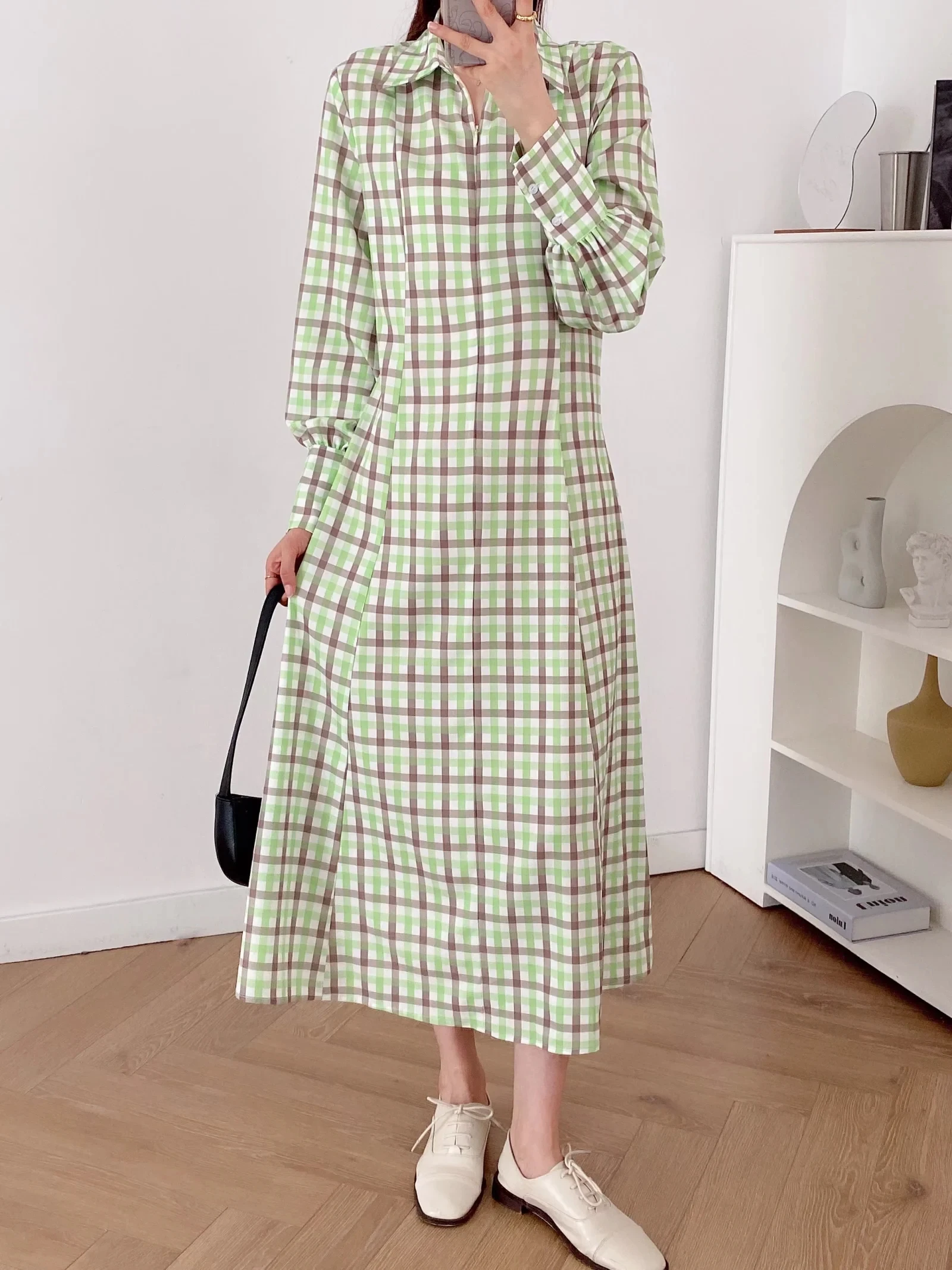 

BBWM 2021 летнее женское элегантное зеленое клетчатое приталенное платье на молнии, Женская винтажная уличная одежда, офисные женские платья м...