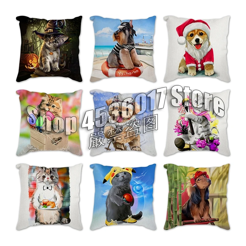 

Наволочка для подушки с изображением кошки и собаки, 45 х45 см