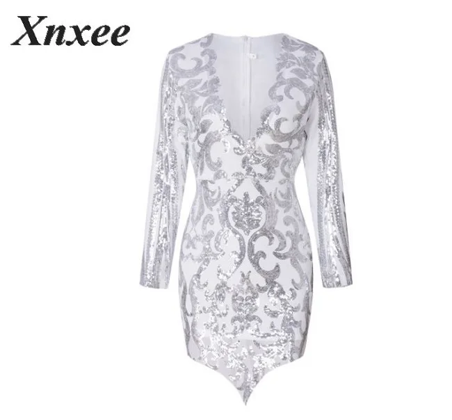 Новое Европейское и американское Сексуальное Женское Платье с длинным рукавом