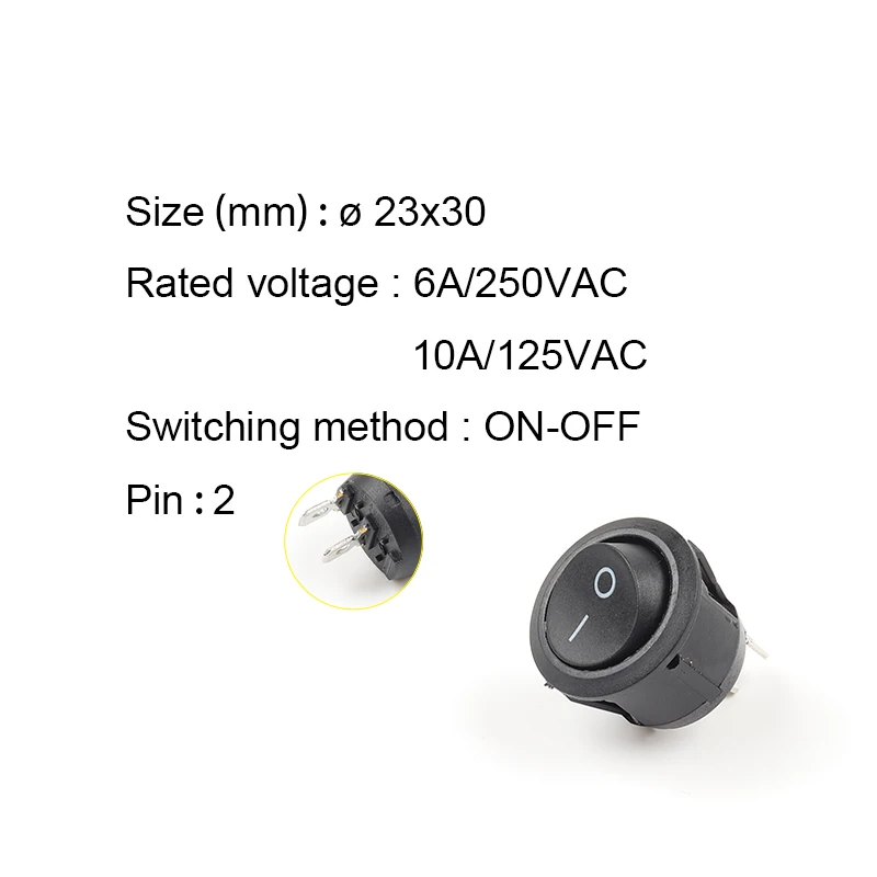 5PCS 23MM KCD1 Round Rocker Switch 2/3Pin ON-OFF-ON 2/3 Position 6A/250VAC 10A/125VAC SPST LED Car Push Button With Light | Обустройство