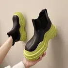 Новинка, роскошные женские ботинки челси, летняя обувь, ботильоны на платформе, брендовые черные женские короткие ботинки без шнуровки