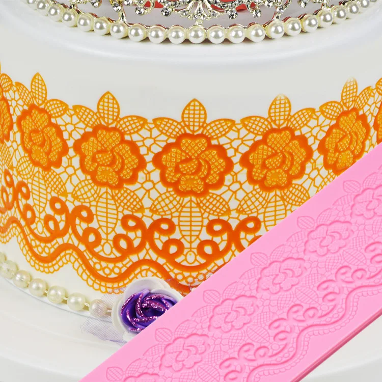 Новый розовый Дамаск кружевной силиконовый коврик силиконовая форма для