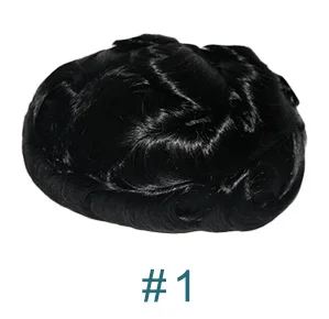 1 # Full Poly Mens Toupee All Skin Hairpieces Blonde Thin Skin Human Hair Systems Hair Replacements All PU Wigs for Men 8x10 Inches - Парик Цвет: 1 #