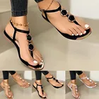 Летние женские сандалии, женские модные шлепанцы, повседневная обувь с открытым носком, сандалии на плоской подошве с ремешком с пряжкой, римские пляжные сандалии, модель D9 #