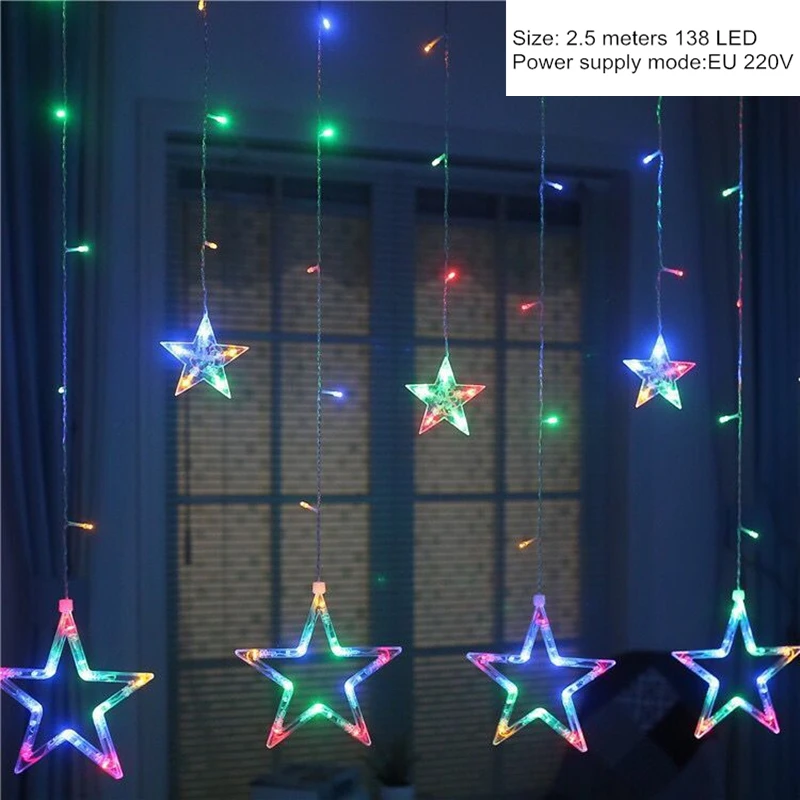 Multi Curtain stars Рождественские украшения 10 20 шаров, марокканский струнный светильник, Рождественский декоративный светильник s, Новогоднее украшение, Рождественский Navidad Noel, L - Цвет: Multi Curtain stars