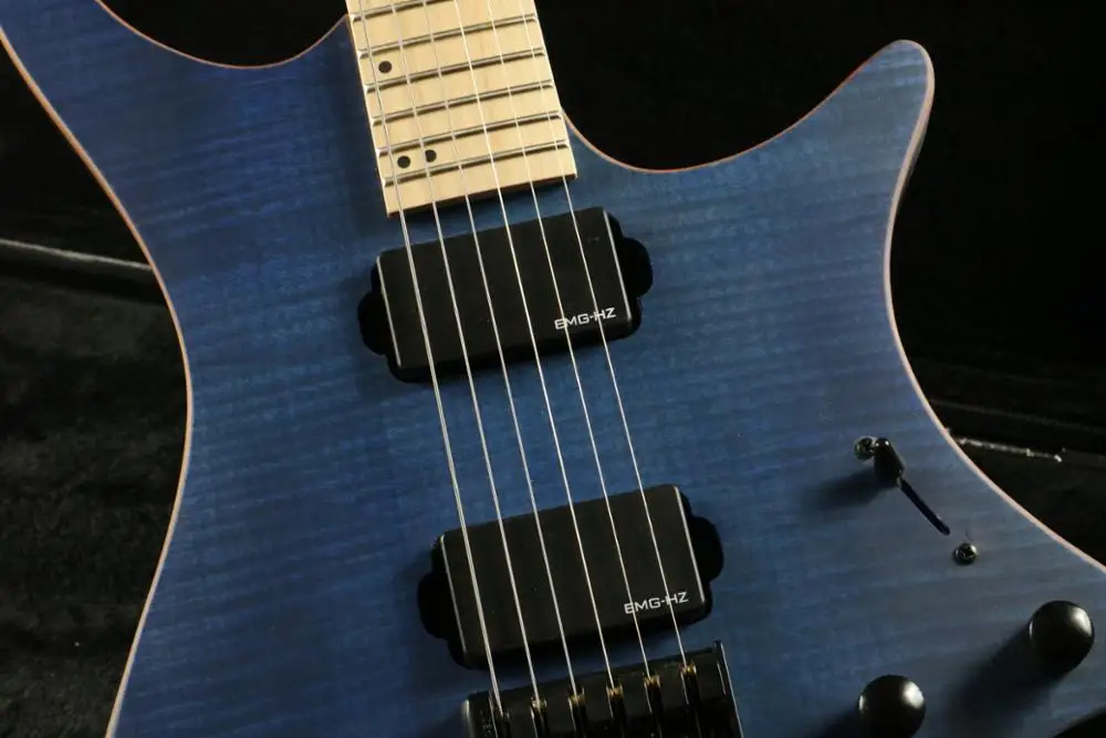 Синяя электрогитара без головки ГРИФА гитара ra пламенный кленовый гриф гитары