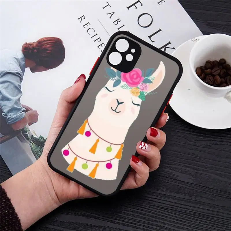 

Lovely Lama Llama Alpacas Phone Cases matte transparent For iphone 7 8 11 12 plus mini x xs xr pro max cover