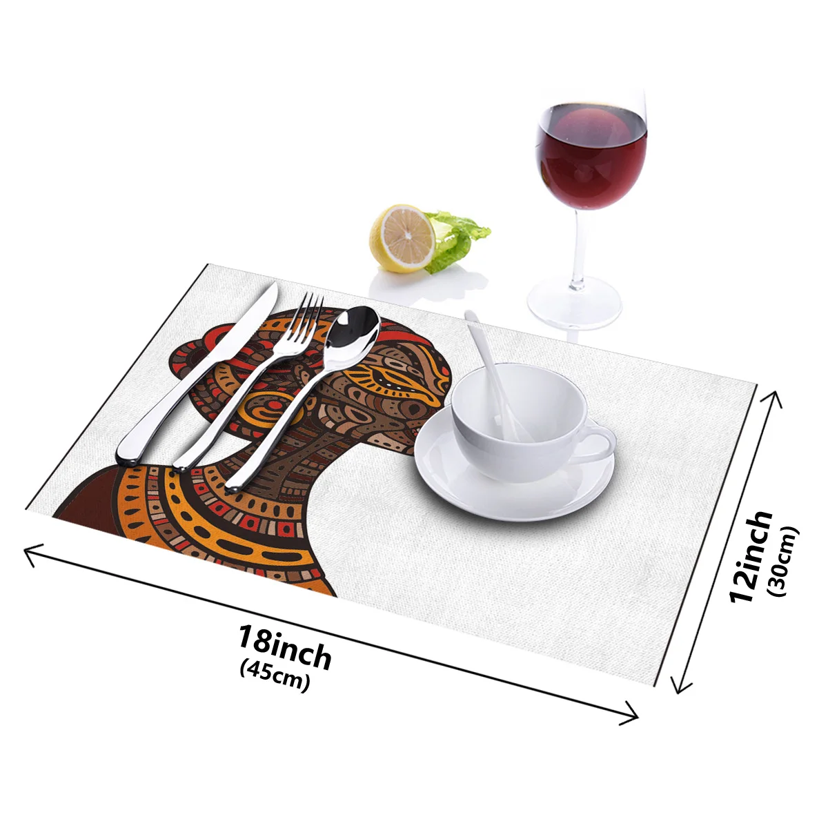 Набор из 4/6 салфеток для обеденного стола Африканская женщина художественный фон