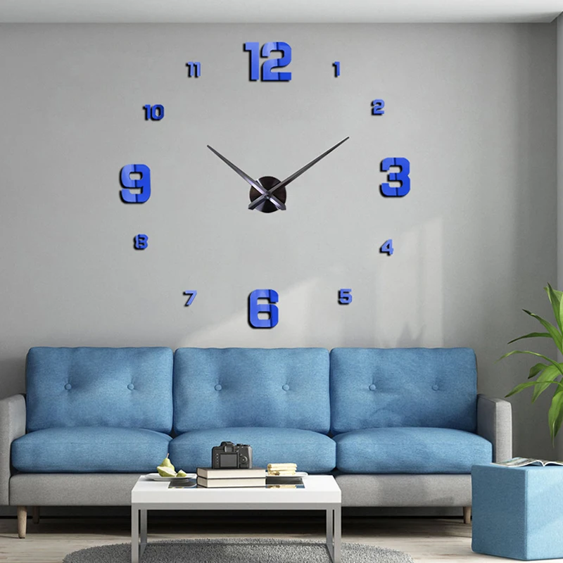 Объемные кварцевые часы из зеркальных стикеров модные в современном дизайне для