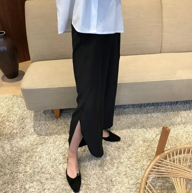 Женские шелковые брюки Классические повседневные с вилкой на ногах весна-лето 2019