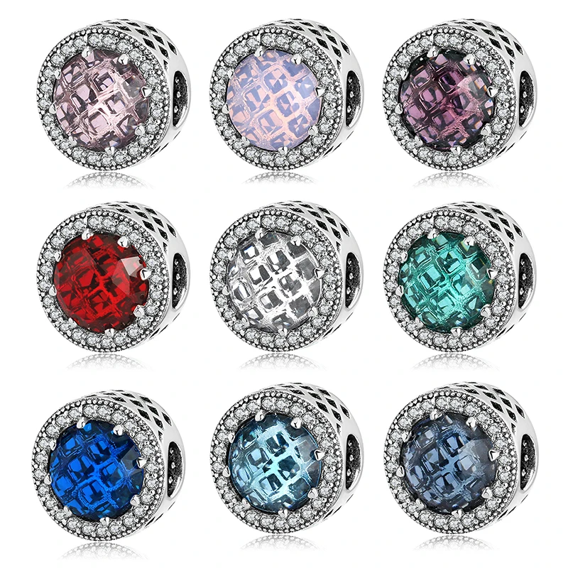 Круглый 925 серебро океан сердца Простой бисерами ювелирное изделие DIY ювелирных