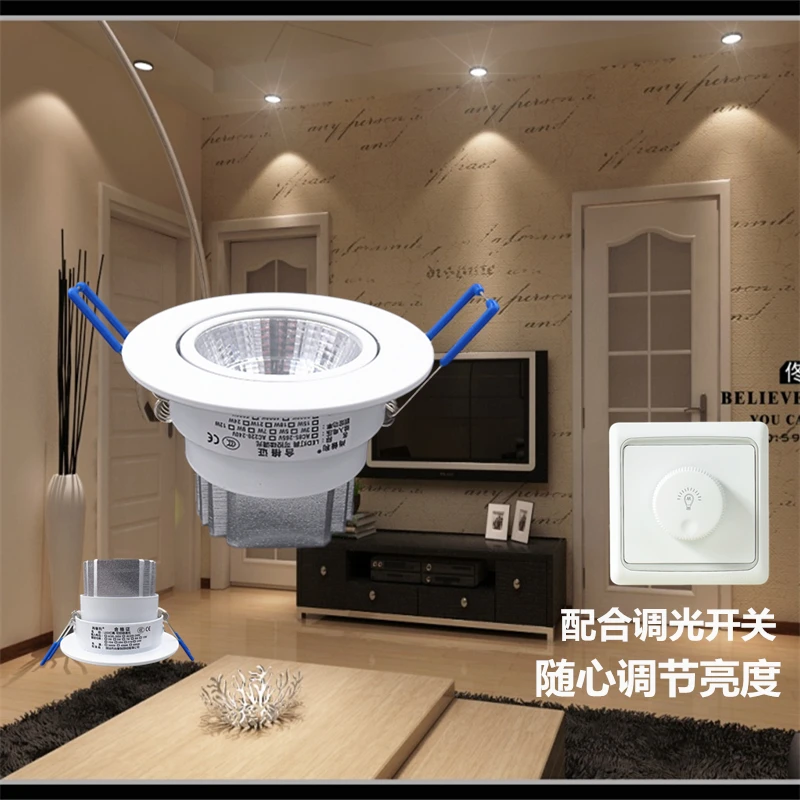 Dimmable Светодиодный точечный светильник cob настенный светильник встроенный SCR плавное затемнение 1 Вт 3 Вт небольшие отверстия 5 см