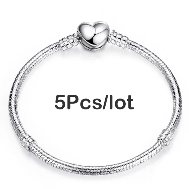 5pcs/lot Snake Chain Safety Clasp European Brand Bracelet Fit DIY Charm Bracelets &amp Bangles Jewelry For Women Men Gift - купить по