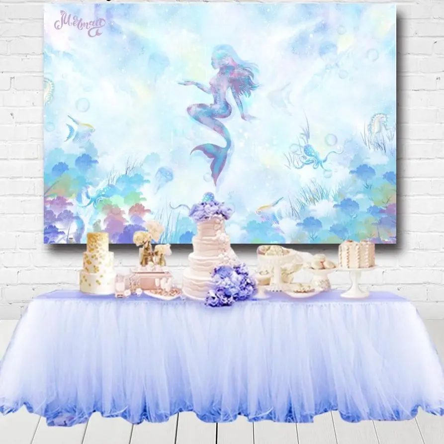 

Mermaid Under The Sea Princess Girls Birthday Party Backdrops Coral Fish Artistic Photography Backgrounds Photo Studio