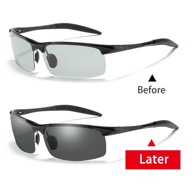 Photochromic-Black Фотохромные поляризационные солнцезащитные очки, мужские очки для вождения, очки хамелеон, новинка, тренд, Ретро стиль, меняющие цвет, очки - Цвет линз: Photochromic-Black