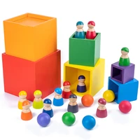 baby montessori toy rainbow stacker educational wooden puzzle shape stacking family games wooden toys for children funning game