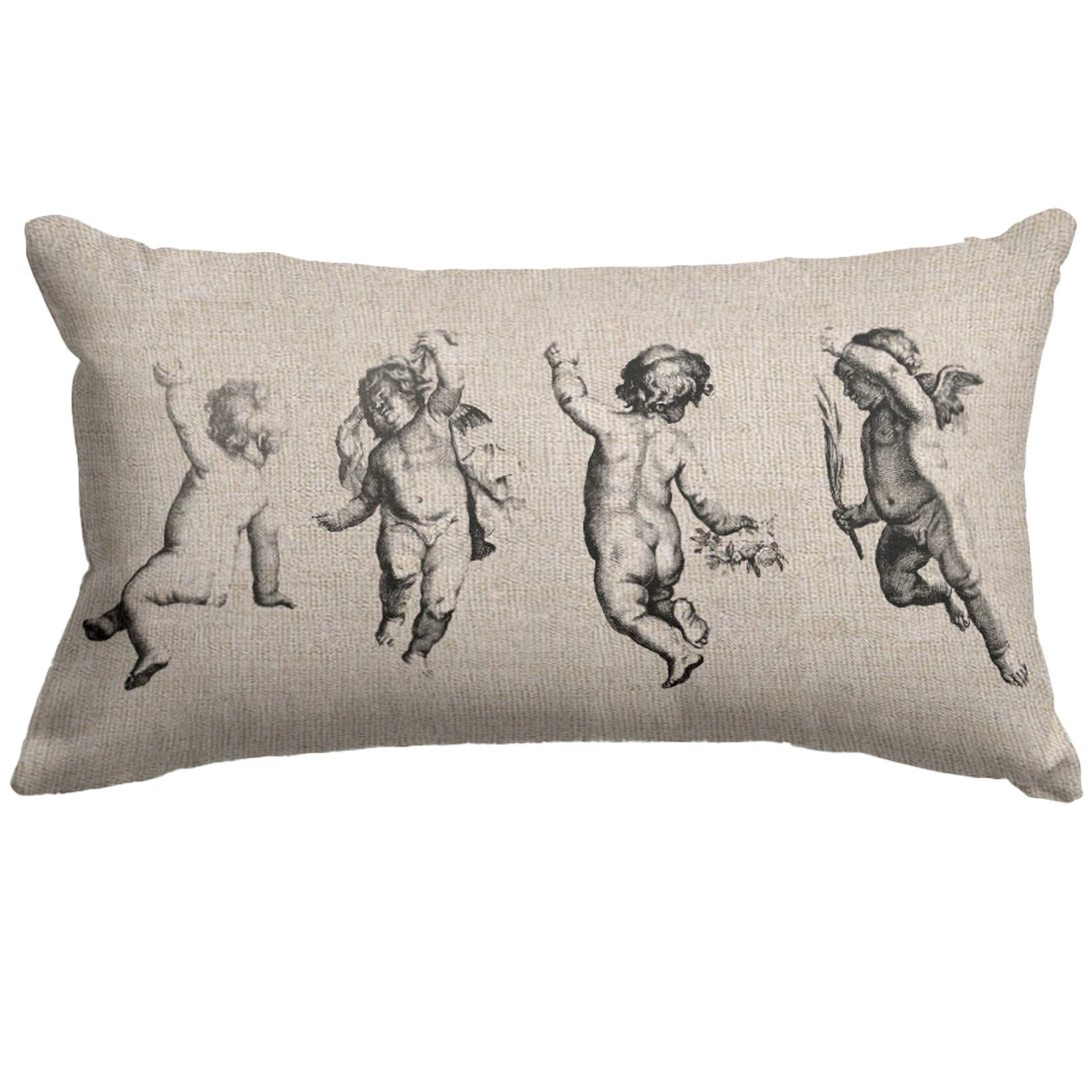 

Vintage Cupid Angels Baby RectangularCushion Cover Home Decor 30*50 Throw Pillow Case Decorative Pillowcase for Sofa Chair