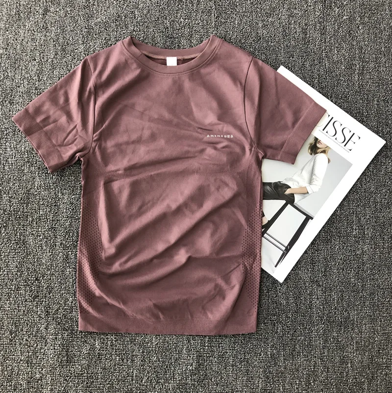 Новое поступление женская футболка для йоги с коротким рукавом дышащая