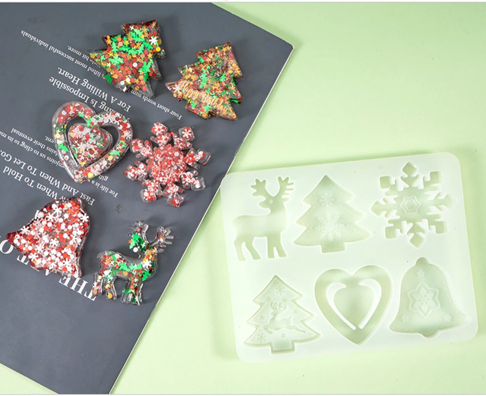 Рождественская форма для литья под давлением Снежинка елка силиконовые формы