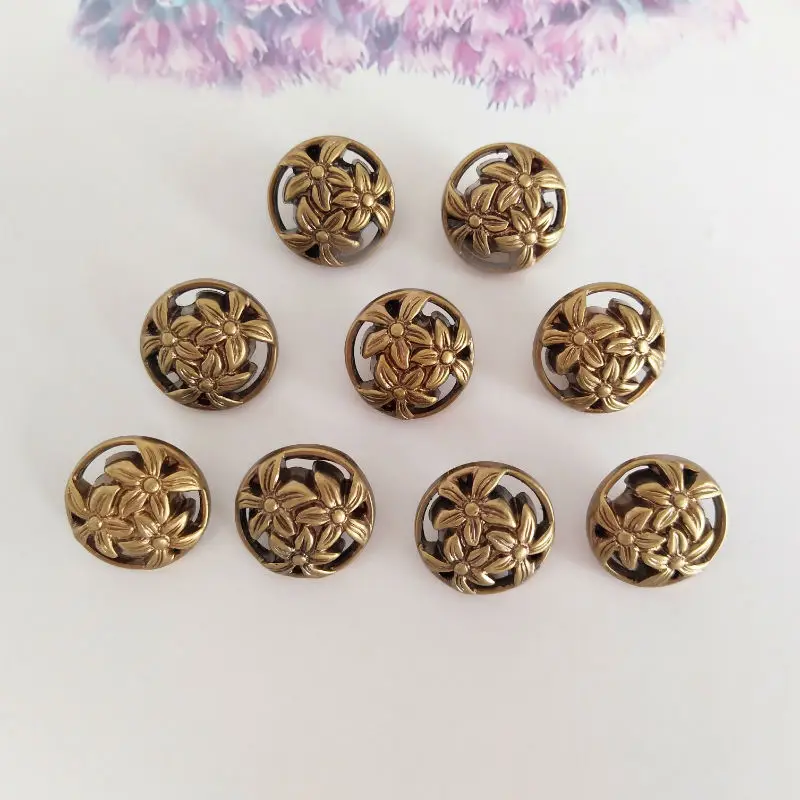 Пуговицы с золотыми цветами 20 шт./лот пуговицы из смолы одним отверстием для