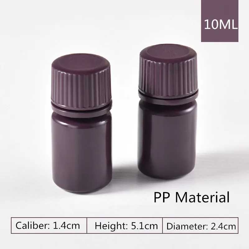 10ML brown 2 шт./лот многоразовые пластиковые бутылки с широким горлышком с винтовой крышкой пищевой Полипропиленовый Контейнер 5 мл-500 мл - Цвет: 10ML brown