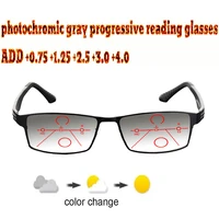 photochromic gray progressive multifocal reading glasses business men women halfrim frame 1 0 1 5 1 75 2 0 2 5 3 3 5 4