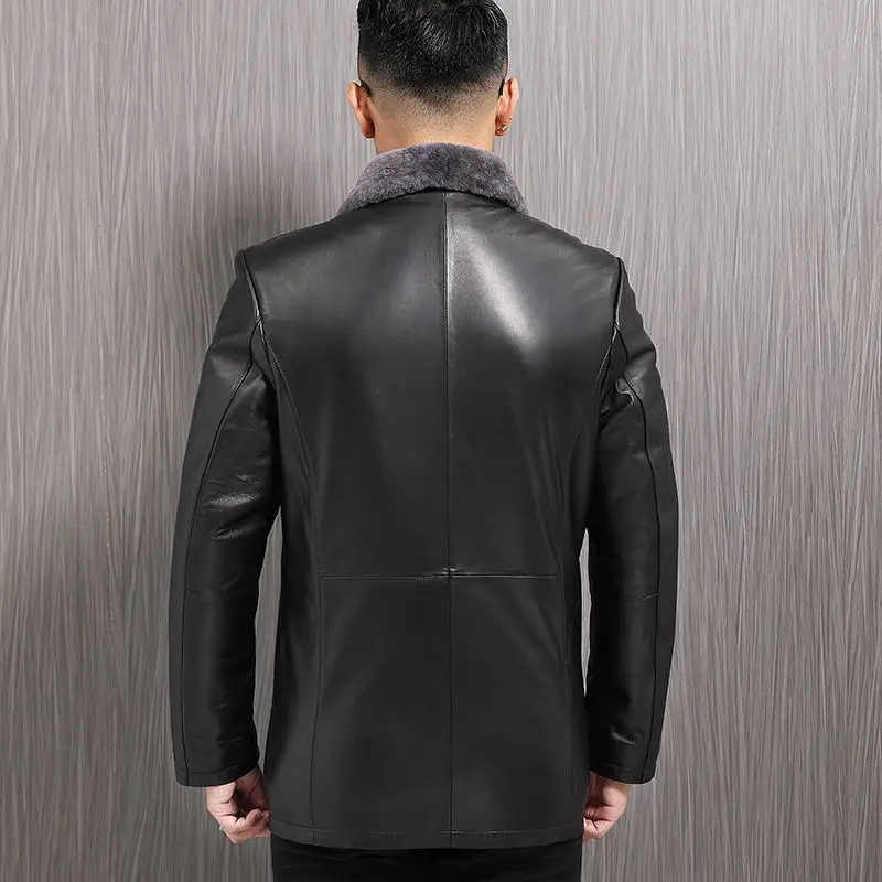 

Autumn Winter Genuine Leather Jacket Men Sheepskin Coat Wool Liner Real Fur Coats Chaqueta Cuero Hombre 99-A76025 KJ1382