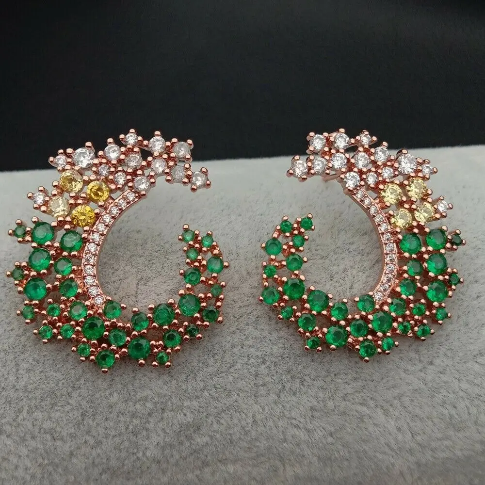 

1 pairs Clear Green Micro Pave Setting Stud Earring Cubic Zirconia Fashion Earring