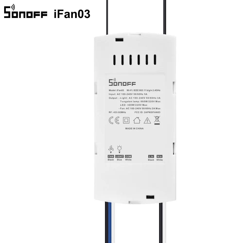 Itead SONOFF iFan03 Wifi потолочный вентилятор и светильник для управления DIY Smart Switch 433 МГц RF