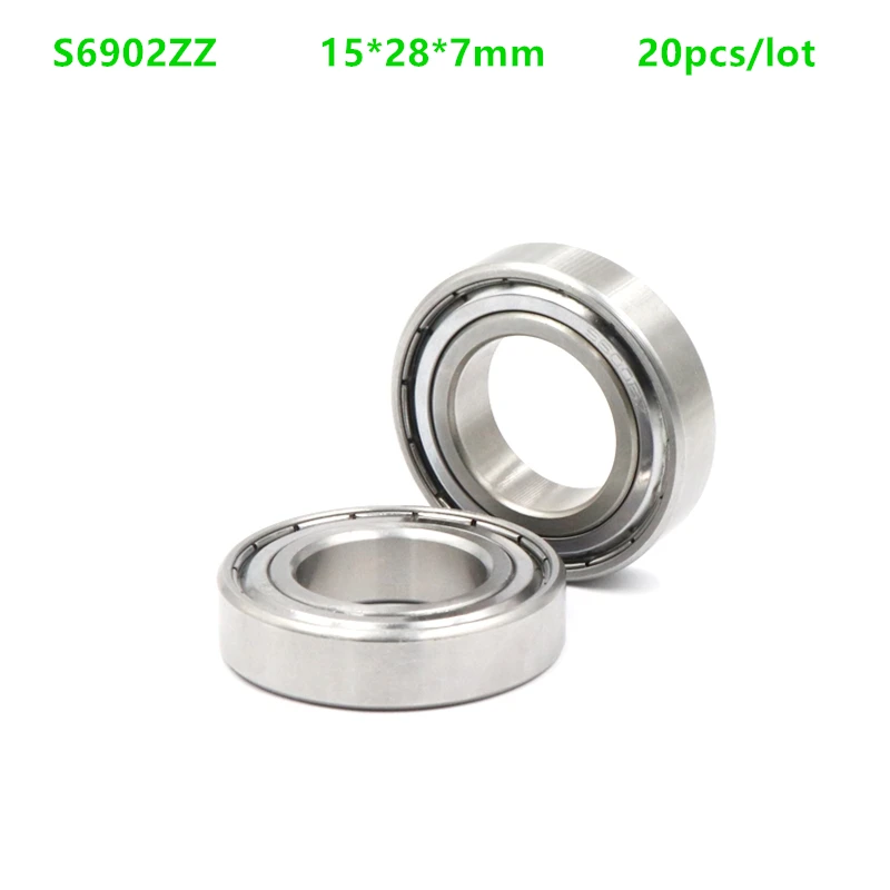 20 шт./лот ABEC 5 S6902ZZ S6902 ZZ Подшипники 15x28x7 мм шарикоподшипник из нержавеющей стали с