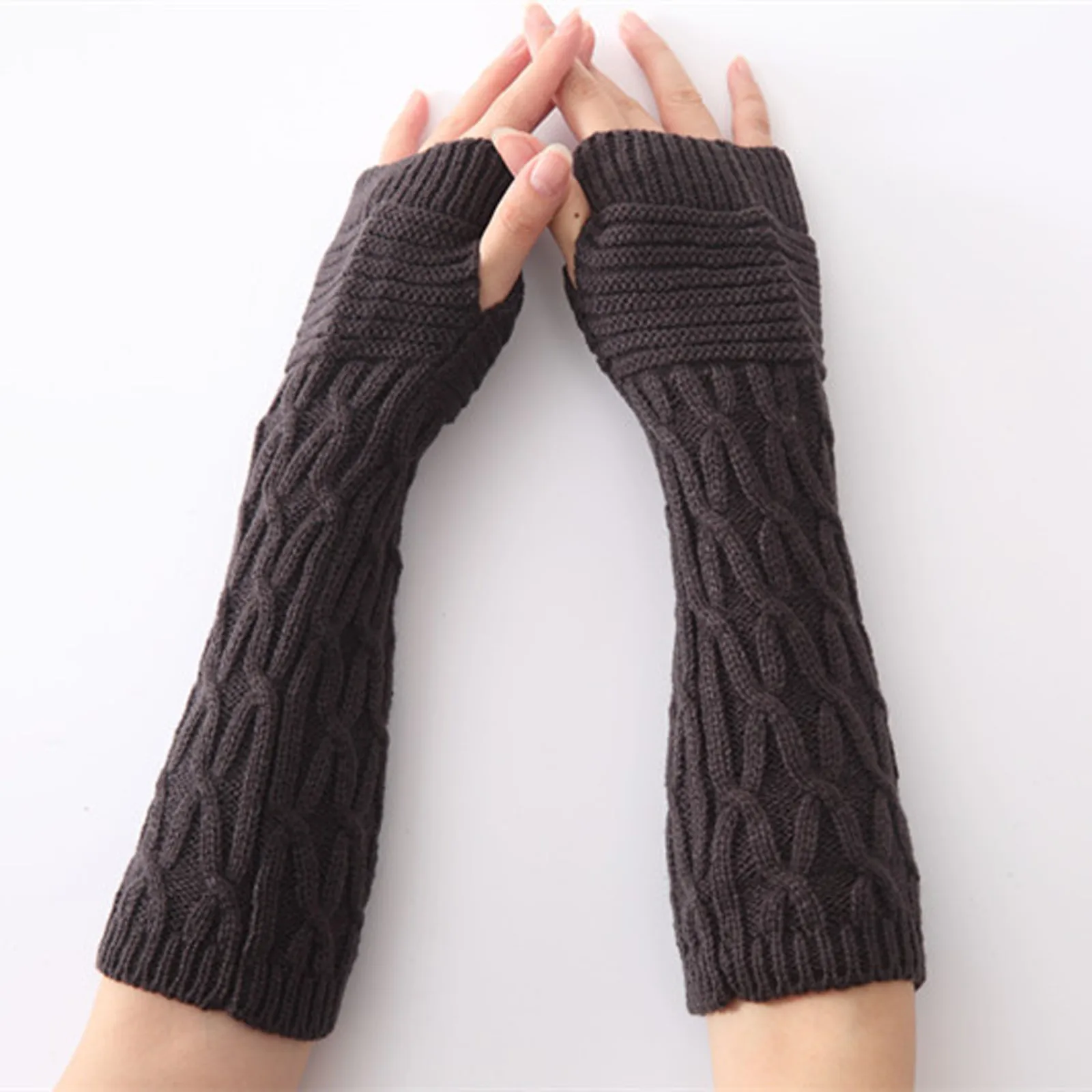 

2021 hommes fashion designer 6 Colors Hemp Flowers Fingerless Gloves Knitted Long Gloves Guanti invernali Women Winter Glove