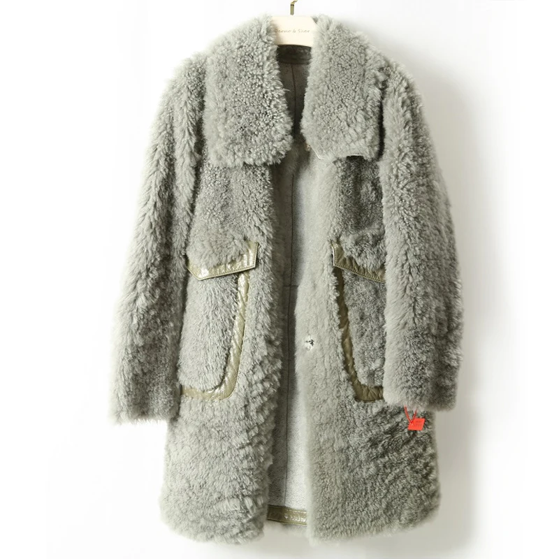

2021 Winter New Imported Barcelona Lamb Fur Fur Coat Long Coat Female Limited Edition Real Wool Fur Coat