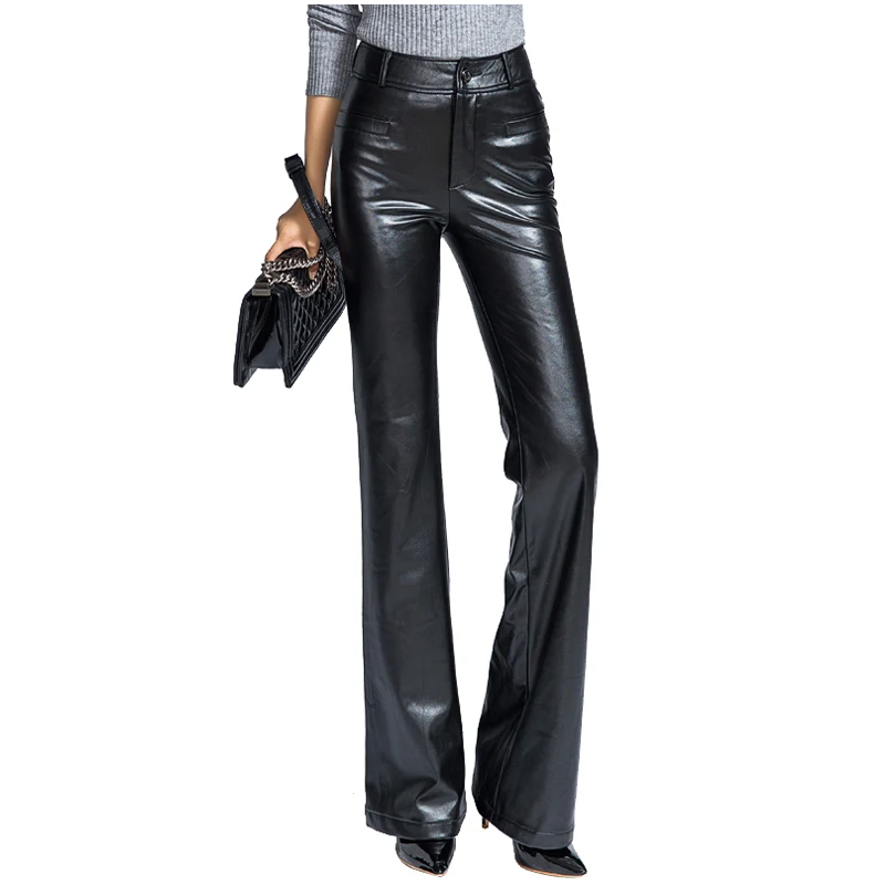 Новинка 2020 прямые штаны из искусственной кожи кожаные на осень и зиму бархатные