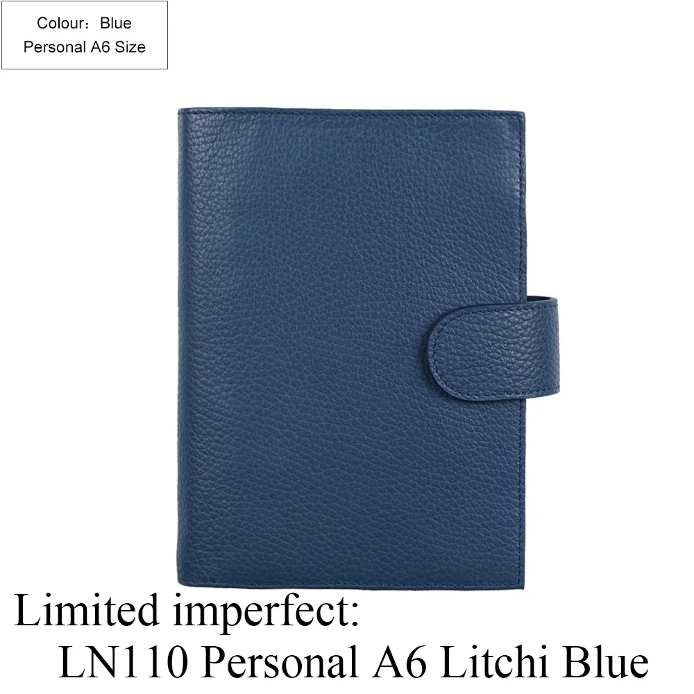 Litchi Blue Ограниченная серия неидеальных колец из натуральной кожи, записная книжка А5, А6, личная папка, журнал органайзера, журнал для зарисовок, планировщик - Цвет: Litchi Blue