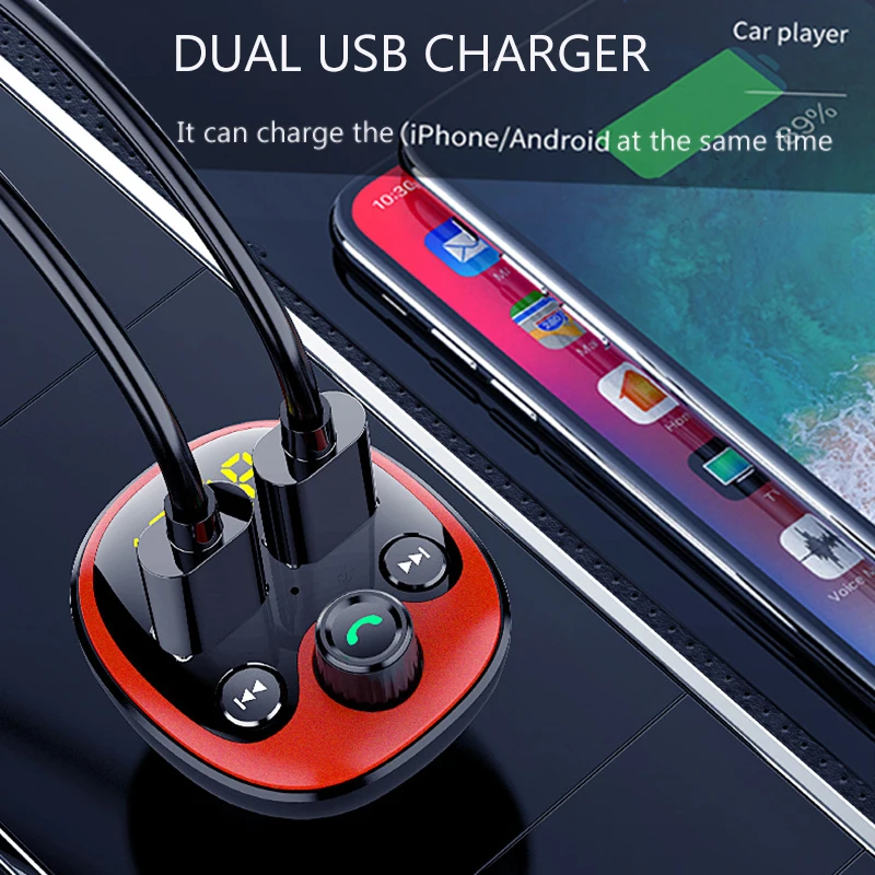 JINSERTA, fm-передатчик, Aux модулятор, Bluetooth 5,0, громкая связь, автомобильный аудио MP3 плеер, двойной USB, автомобильное зарядное устройство, поддержка TF, U диск