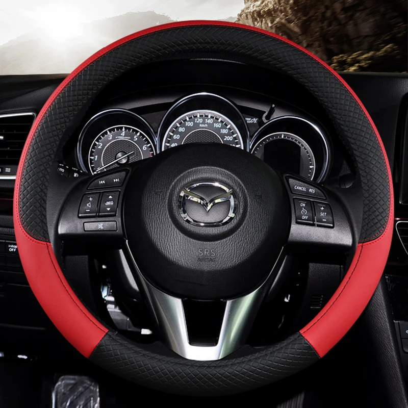 

Car Steering Wheel Cover 15Inch Car Interior Accessories Suitable For Mazda 6 bk Atenza Axela Cx5 CX4 Cx30 Mx-5 Wheel Cover