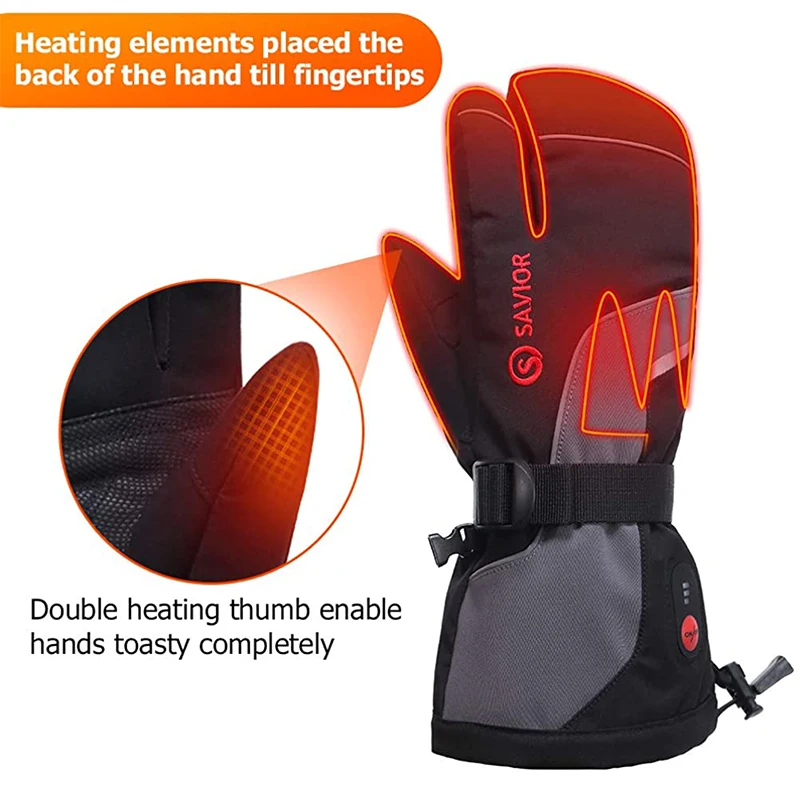 Перчатки с подогревом SAVIOR для мужчин женщин лыжные перчатки 3 пальцами 7 4 В