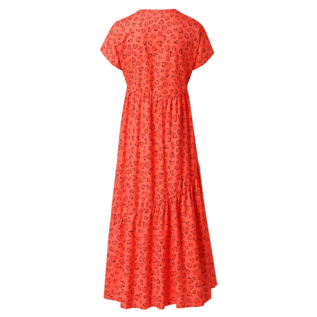 Женские платья V образным вырезом короткое платье богемского Цветочные печати