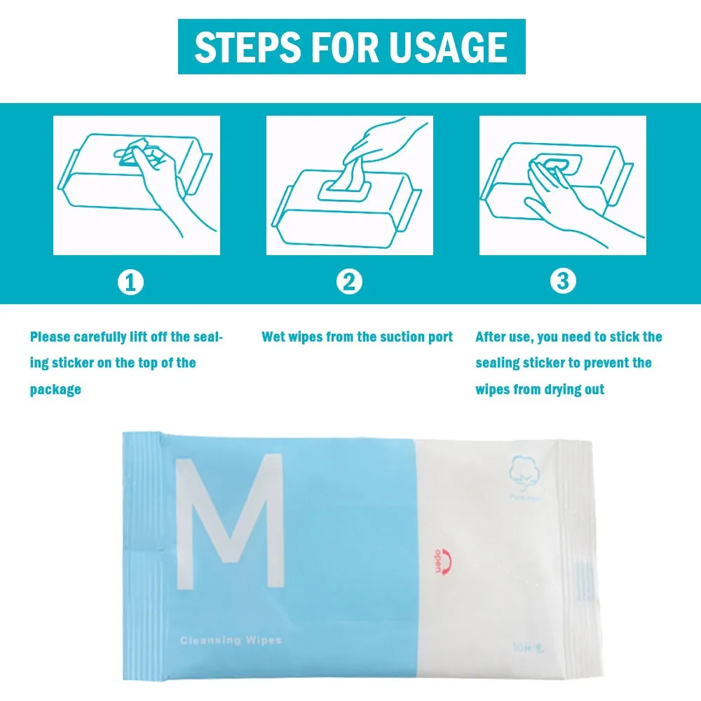 10 салфеток/упаковка одноразовые антибактериальные влажные салфетки