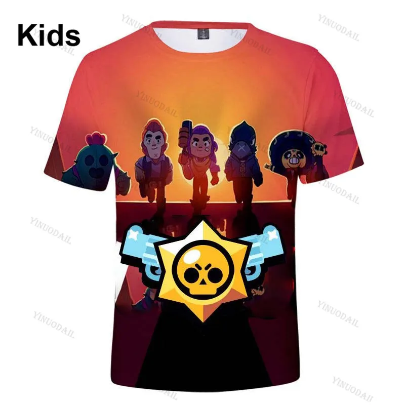 

Browlers Shoot Shark Leon and Star, Children Kids T-shirt Shooting Game 3d Shirt Boys Girls Tops Tshirt Teen Clothes