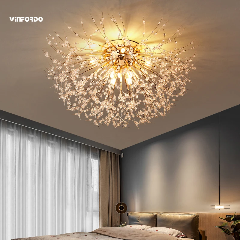 lampada pendente de fogo 2021 g9 luz de teto com ramos de cristal para quarto sala