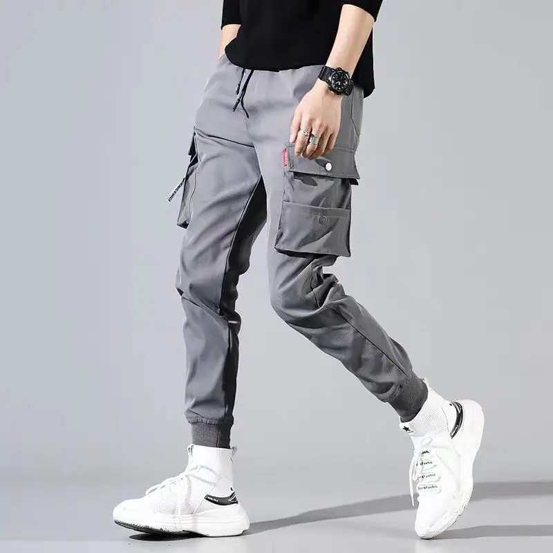 

Streetwear Males Spring Hip Hop Joggers Men Black Harem Pants pocket Ribbons Man Sweatpants Streetwear Casual Mens Pants