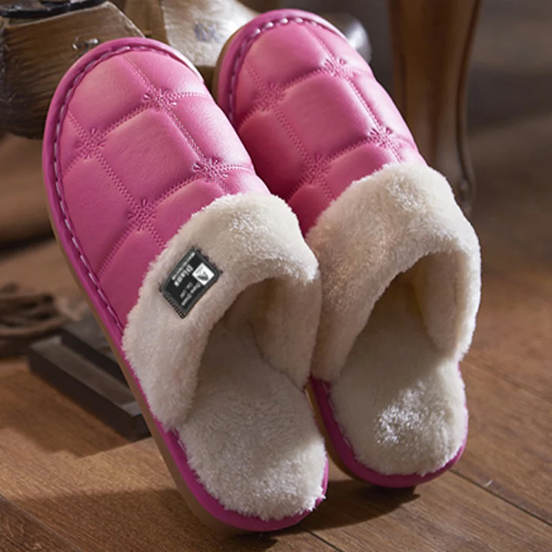 

Women Slippers Winter Slippers Non slip soft Indoor Shoes PU Big size 36-45 House shoe Waterproof Mixed Colors Slippers 2021