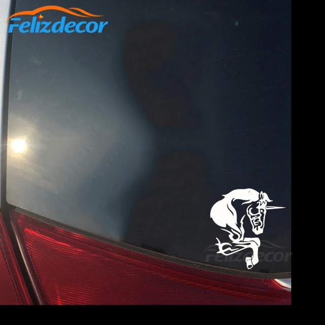 Running Horse With A Horn On The Head Vinyl Car Stickers For Window Door Art Bumper Rear windshield Unique Removable ZP0601 | Автомобили и