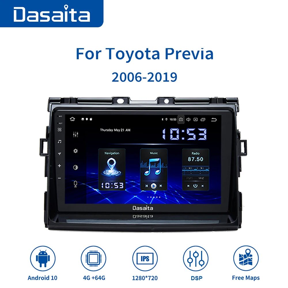 Dasaita Android 10 0 Автомобильный мультимедийный 9 &quotсенсорный экран для Toyota Previa 2015 2016 2017