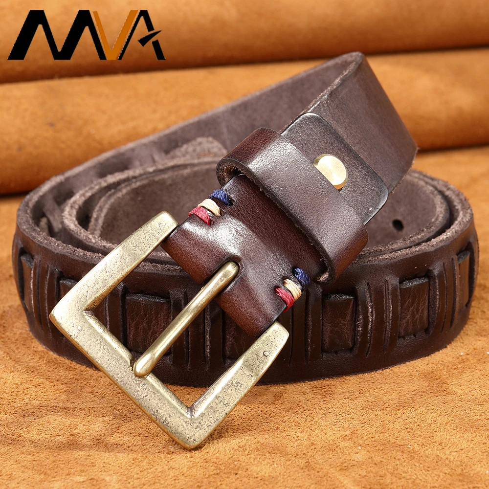 MVA Man Belts Casual High Quality Belt Man Genuine Leather Belt Male Strap Luxury Trouser Jeans Dress Belts For Men 130cm MJ-110
