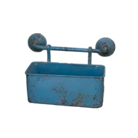 rustic retro blue finish wall mounted rectangular planter box